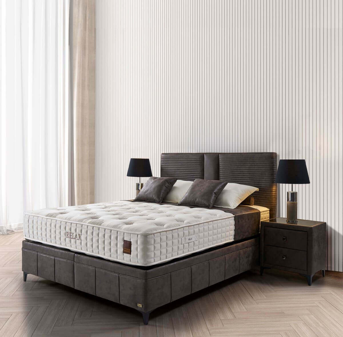 מיטה מרופדת עם ארגז מצעים דגם נטורל+אנג'ל